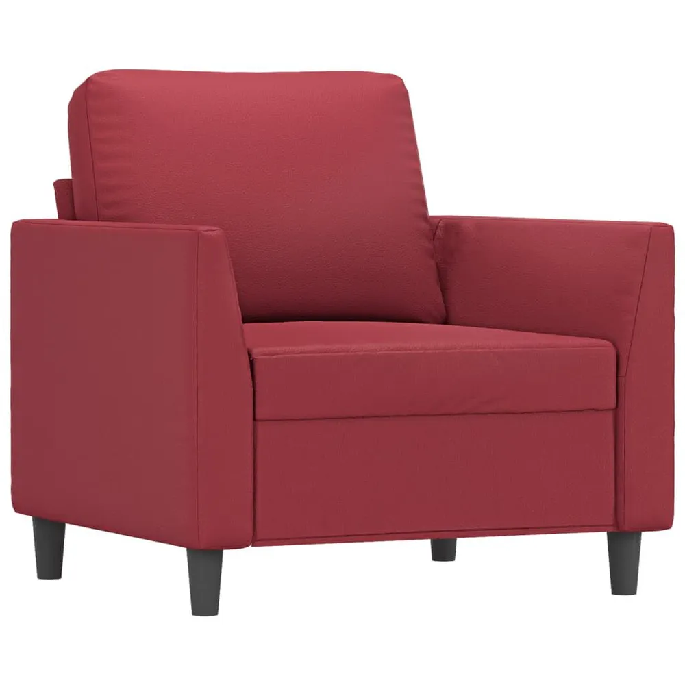 3 pcs conjunto sofás com almofadões couro artif. vermelho tinto com Luz LED Integrada