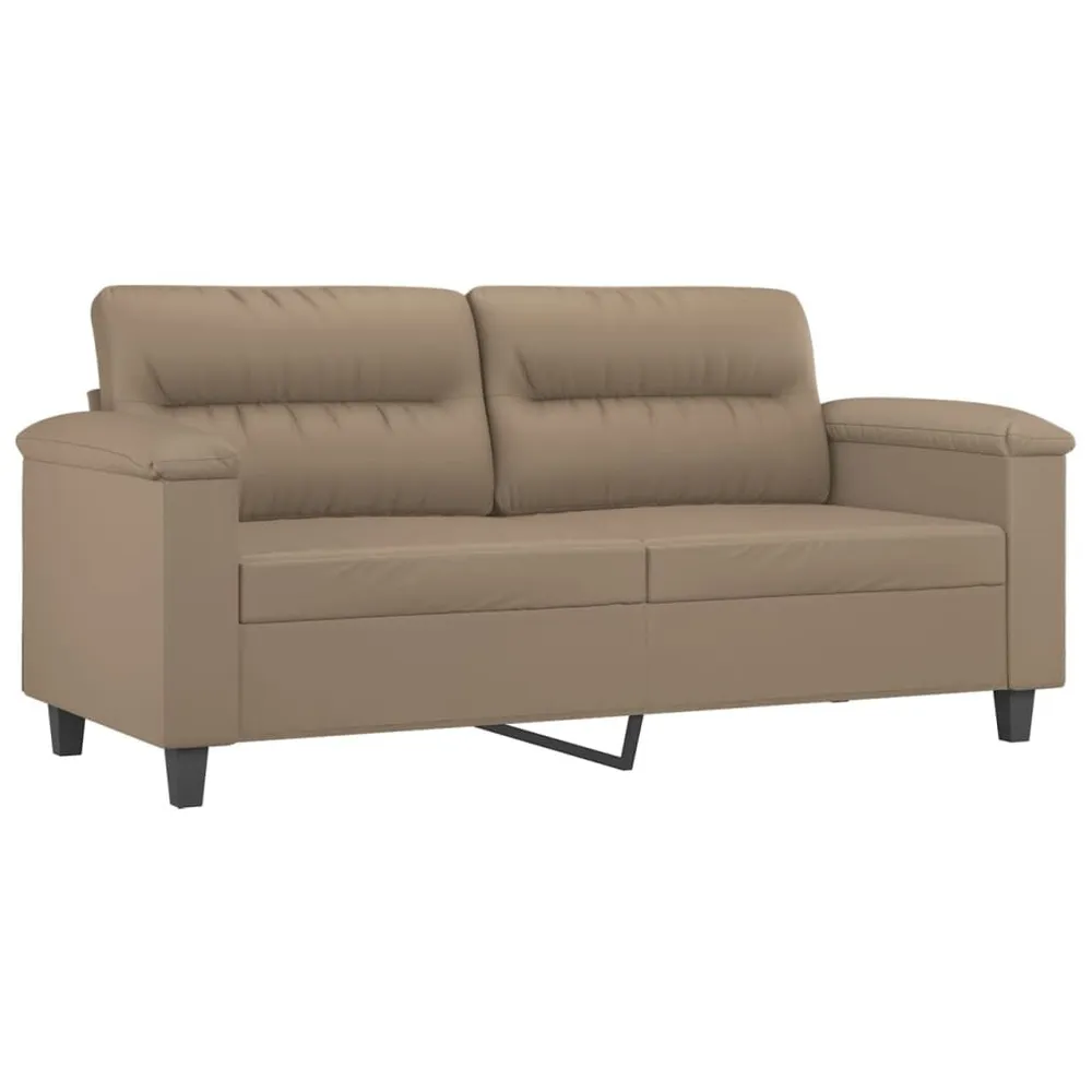 2 pcs conjunto sofás com almofadões couro artif. cor cappuccino com Dimensões Ajustáveis