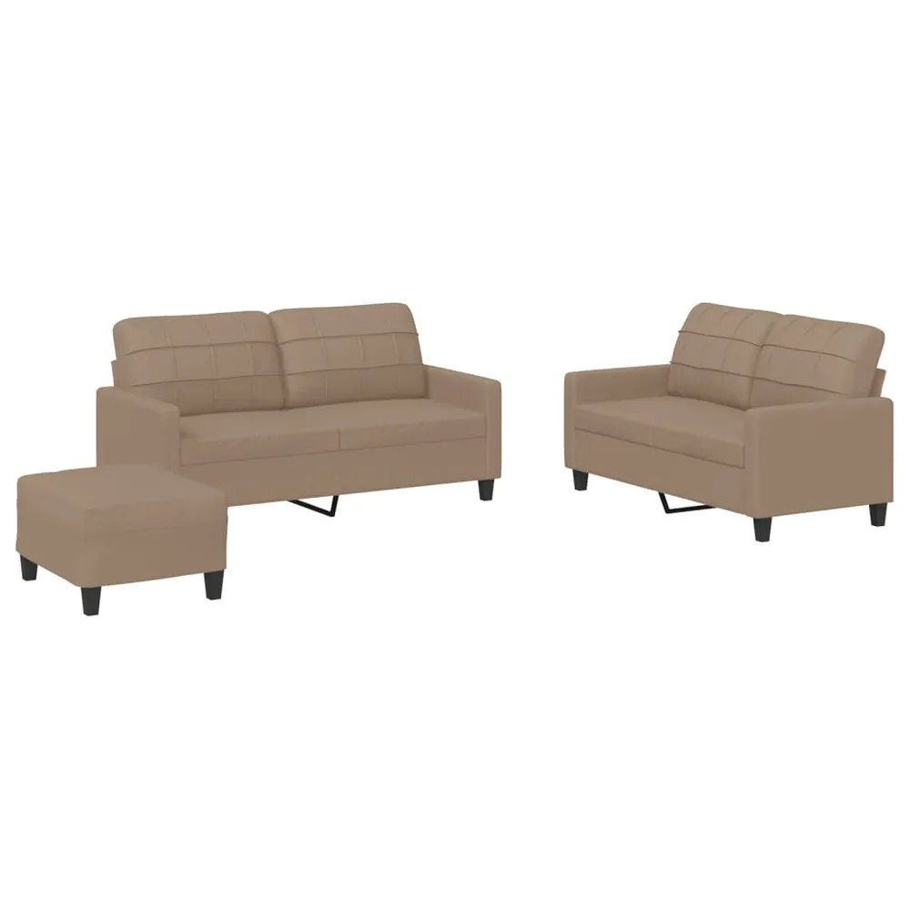 3 pcs conjunto sofás com almofadões couro artificial cappuccino com Fixação Magnética