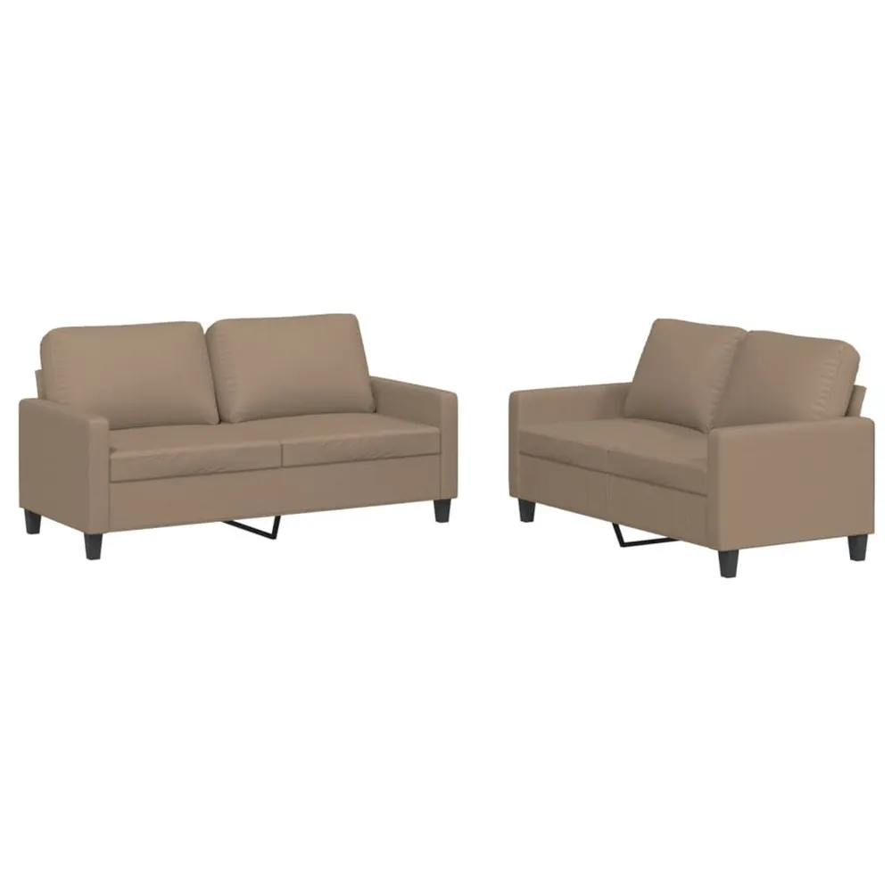 2 pcs conjunto sofás com almofadões couro artif. cor cappuccino com Fixação Magnética