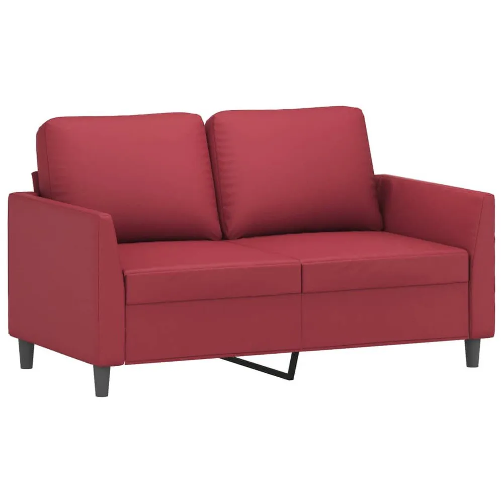 2 pcs conjunto sofás com almofadões couro artif. vermelho tinto em Madeira Compensada