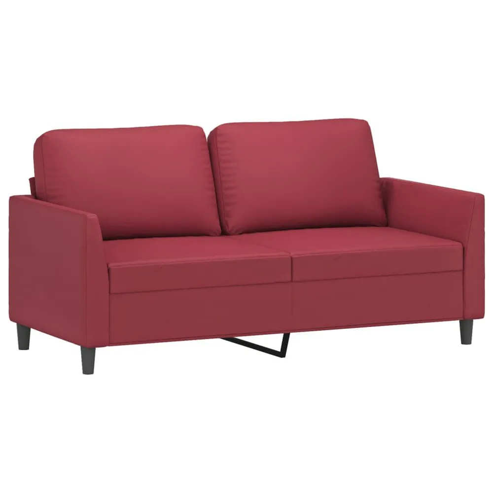 2 pcs conjunto sofás com almofadões couro artif. vermelho tinto em Madeira Compensada