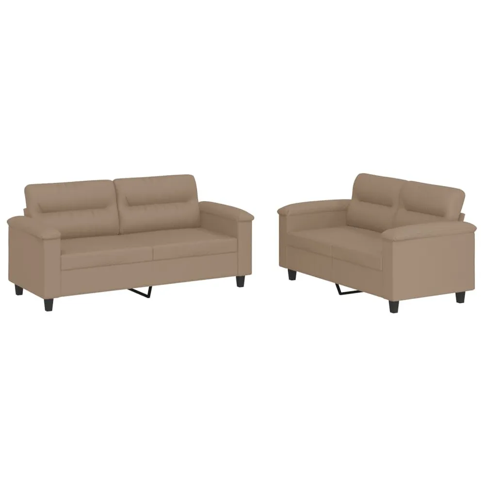 2 pcs conjunto sofás com almofadões couro artif. cor cappuccino com Dimensões Ajustáveis