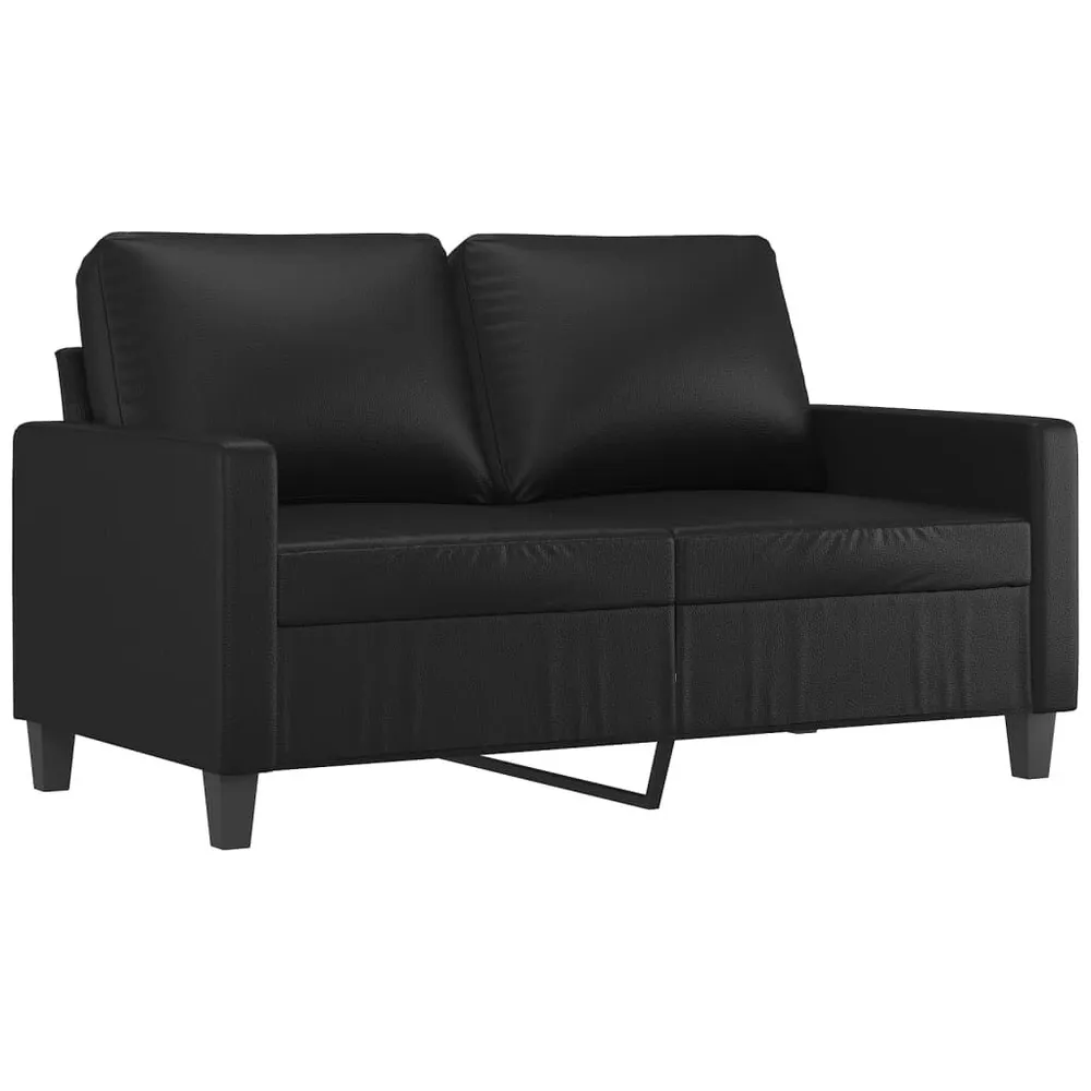 3 pcs conjunto de sofás com almofadões couro artificial preto em Cinza Carvão