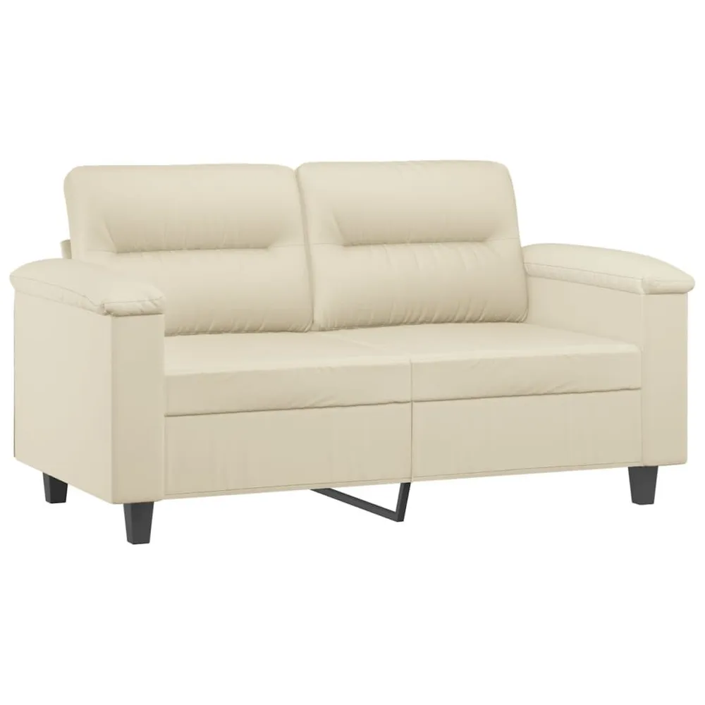 3 pcs conjunto sofás com almofadões couro artificial cor creme para Organização