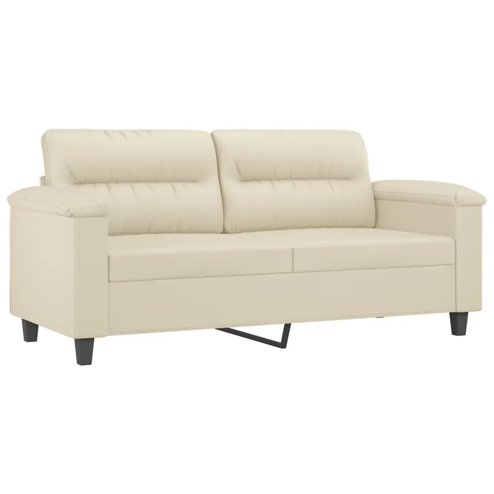 3 pcs conjunto sofás com almofadões couro artificial cor creme para Organização