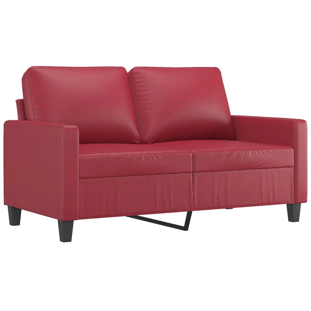 4 pcs conjunto sofás com almofadões couro artif. vermelho tinto - Compatibilidade Garantida