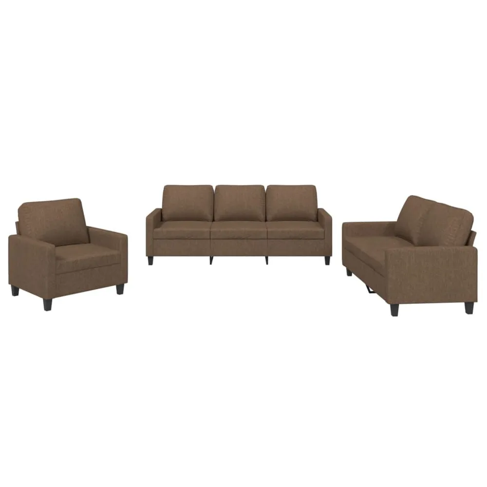 3 pcs conjunto de sofás com almofadões tecido castanho com Dimensões Ajustáveis