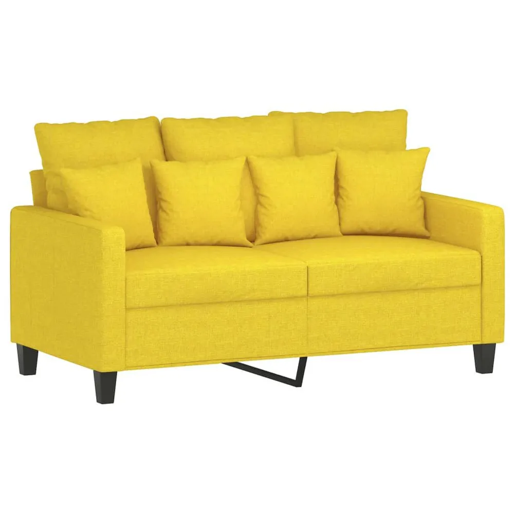 3 pcs conjunto de sofás com almofadões tecido amarelo-claro em Cinza Carvão