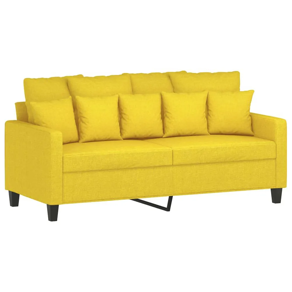 3 pcs conjunto de sofás com almofadões tecido amarelo-claro em Cinza Carvão
