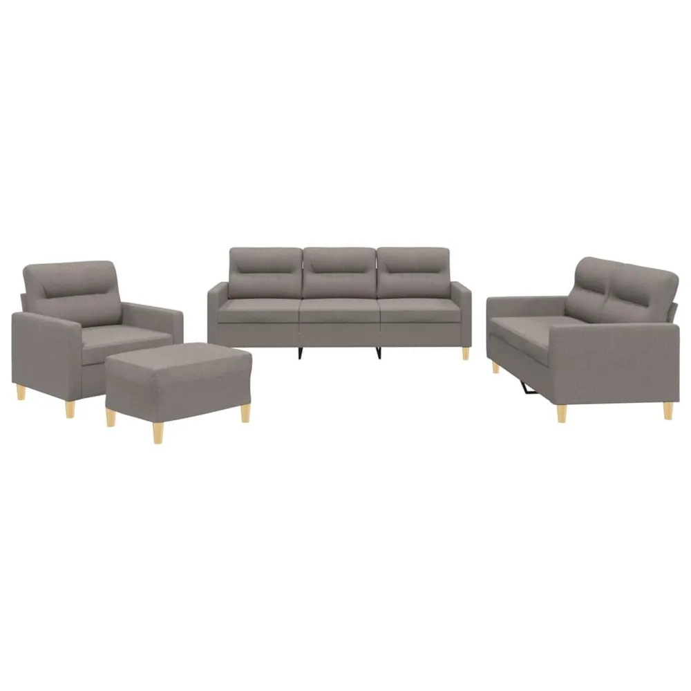 4 pcs conjunto de sofás com almofadões tecido cinza-acastanhado | Fácil Limpeza |