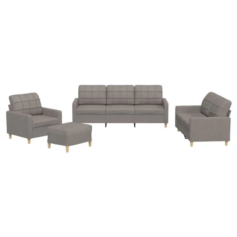 4 pcs conjunto de sofás com almofadões tecido cinza-acastanhado | Fácil Limpeza |