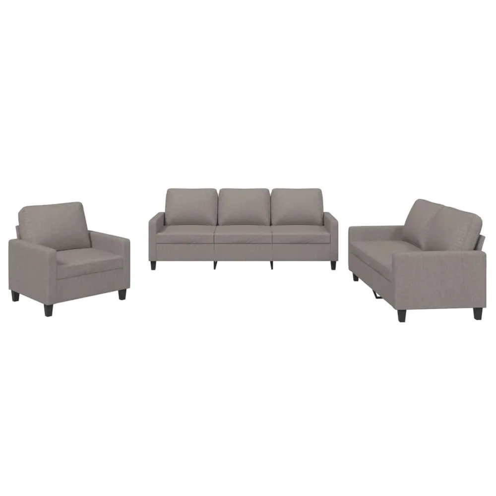 3 pcs conjunto de sofás com almofadões tecido cinza-acastanhado com Tecido Resistente