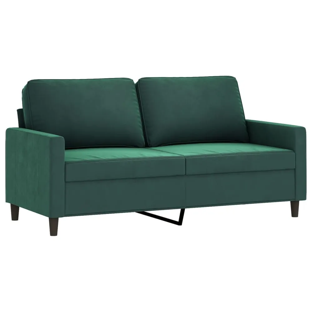 3 pcs conjunto de sofás com almofadões veludo verde-escuro | Fácil Limpeza |