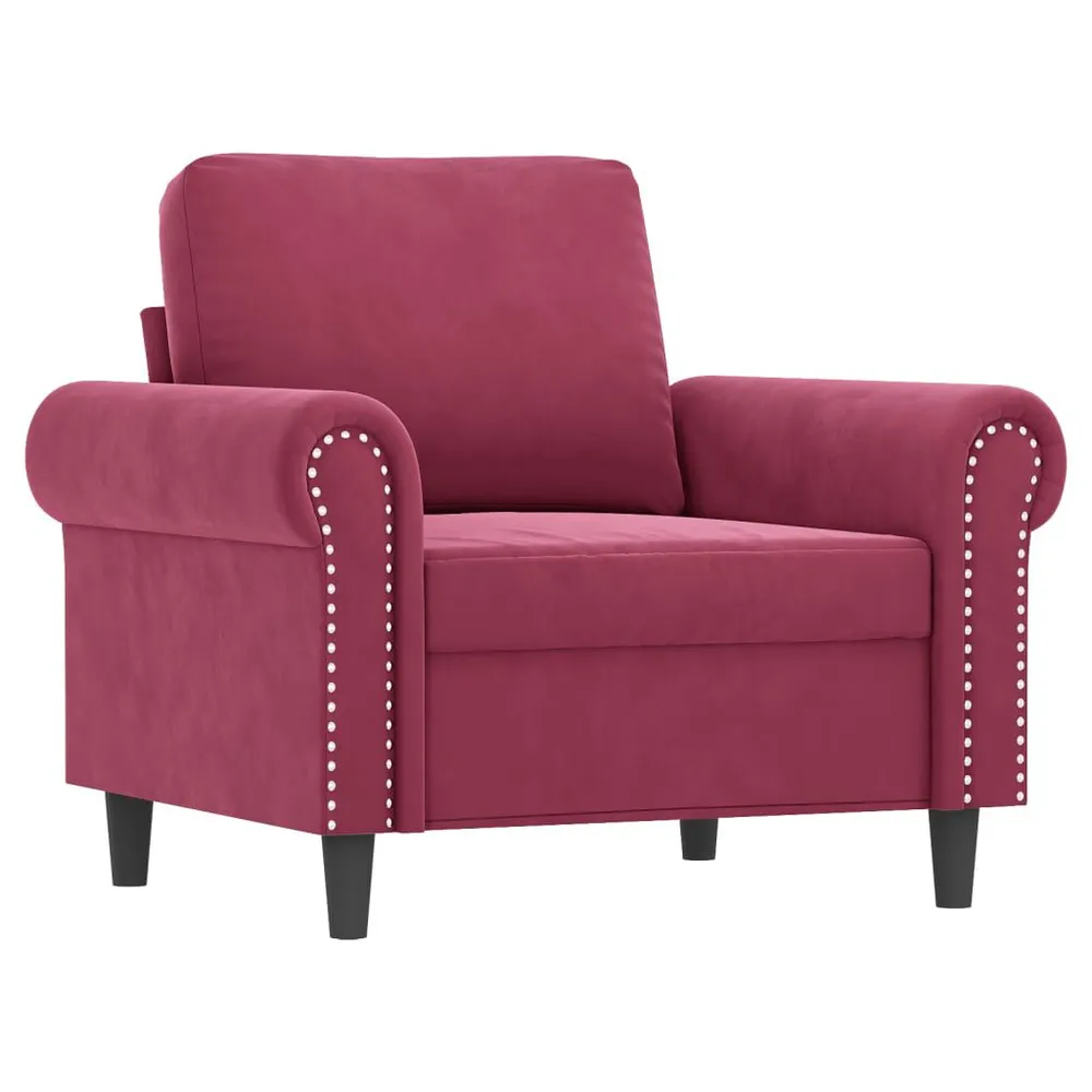 3 pcs conjunto de sofás com almofadões veludo vermelho tinto com 6 Ganchos Incluídos