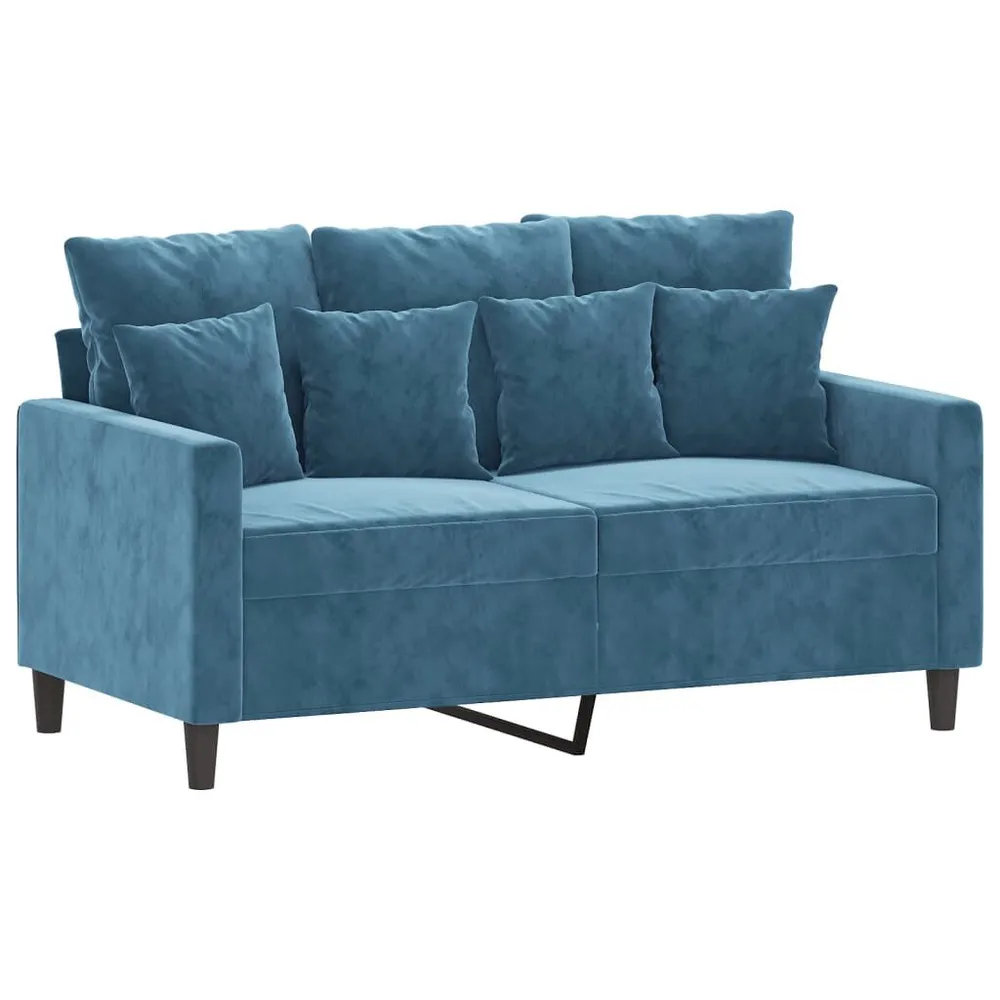 3 pcs conjunto de sofás com almofadões veludo azul em Madeira Compensada