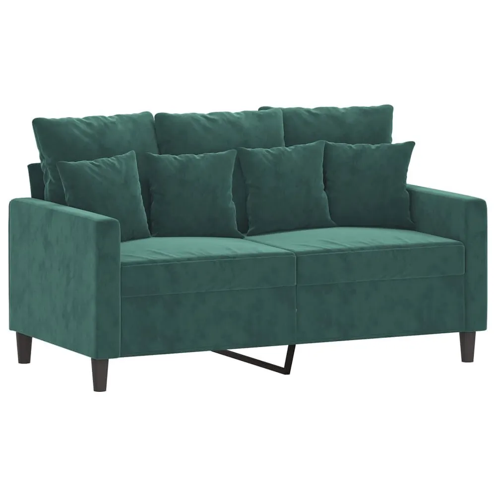 3 pcs conjunto de sofás com almofadões veludo verde-escuro com 6 Ganchos Incluídos