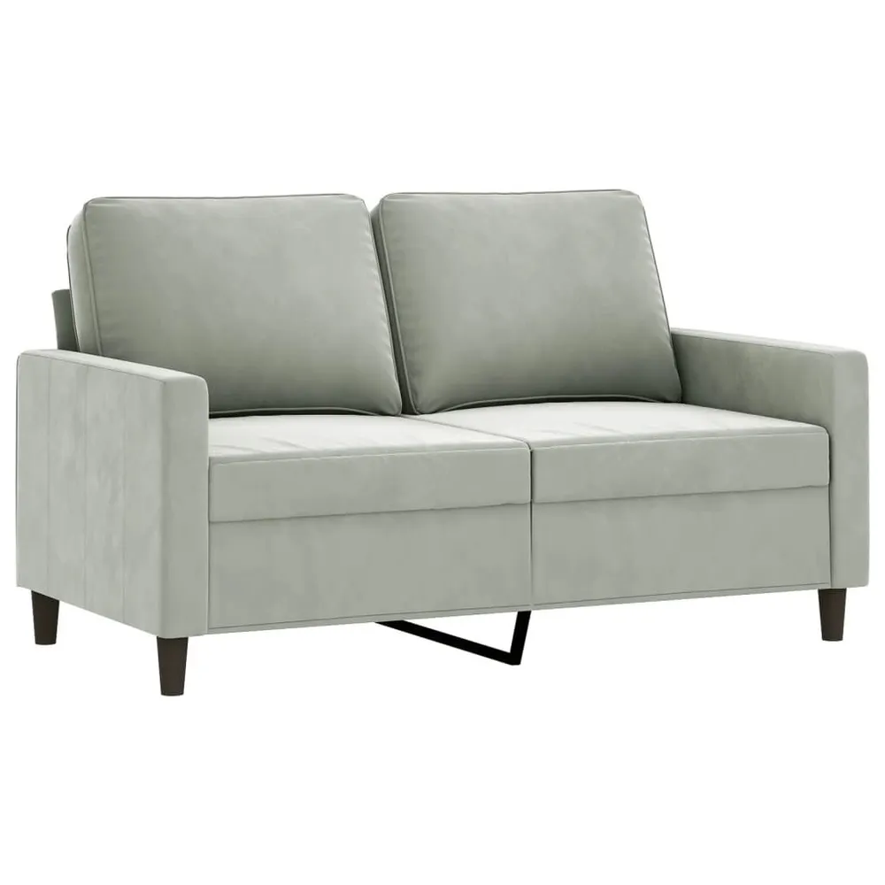 2 pcs conjunto de sofás com almofadões veludo cinzento-claro com Dimensões Ajustáveis
