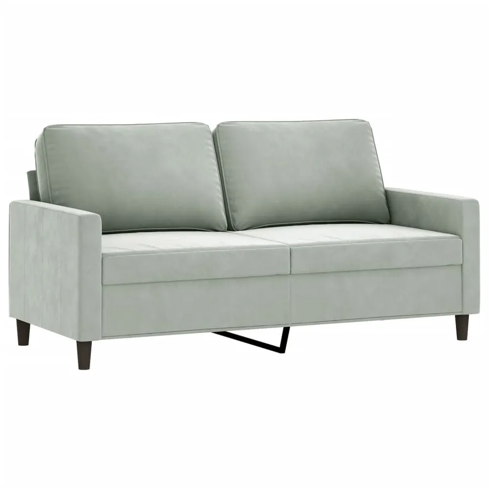 2 pcs conjunto de sofás com almofadões veludo cinzento-claro com Dimensões Ajustáveis