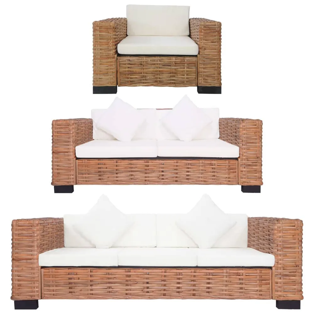 3 pcs conjunto de sofás com almofadões vime integral para Interior de Autocaravana