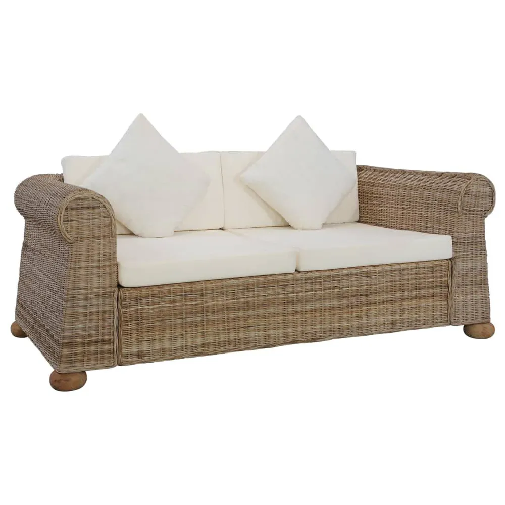2 pcs conjunto de sofás com almofadões vime autêntico