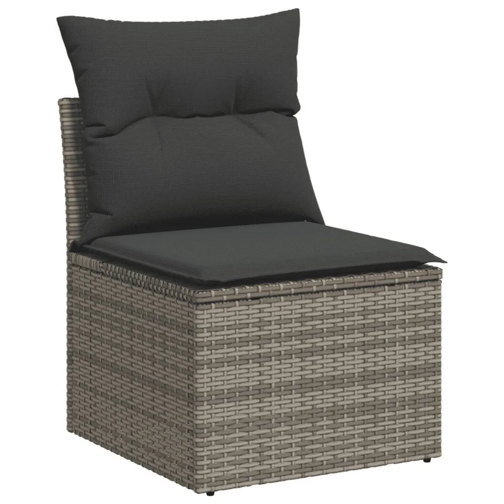 6 pcs conjunto sofás de jardim com almofadões vime cinzento em Madeira Compensada