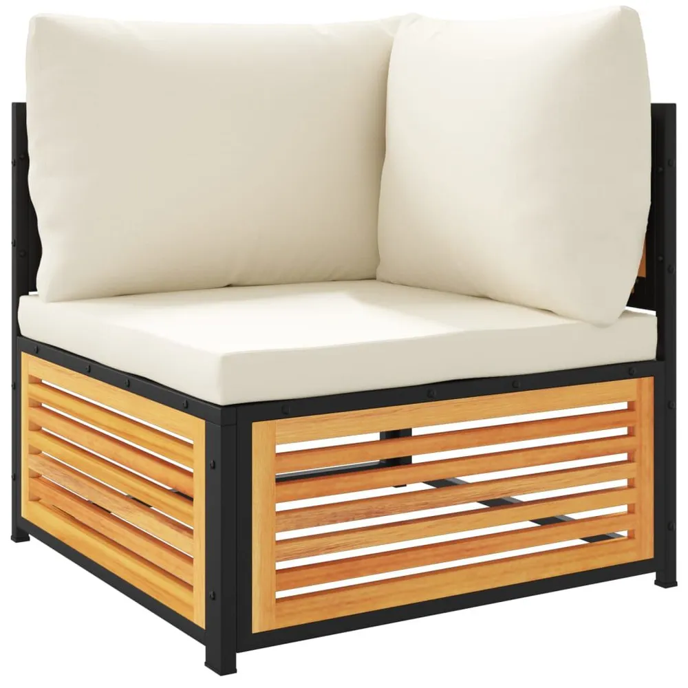 6 pcs conjunto de sofás de jardim com almofadões acácia maciç para Interior de Autocaravana