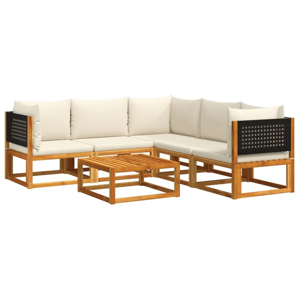 6 pcs conjunto de sofás de jardim com almofadões acácia maciç para Organização