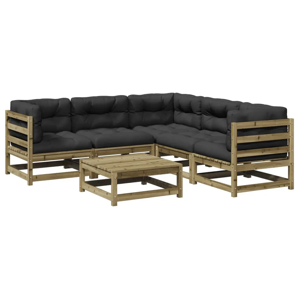 6 pcs conjunto sofás de jardim com almofadões pinho impregnado para Organização