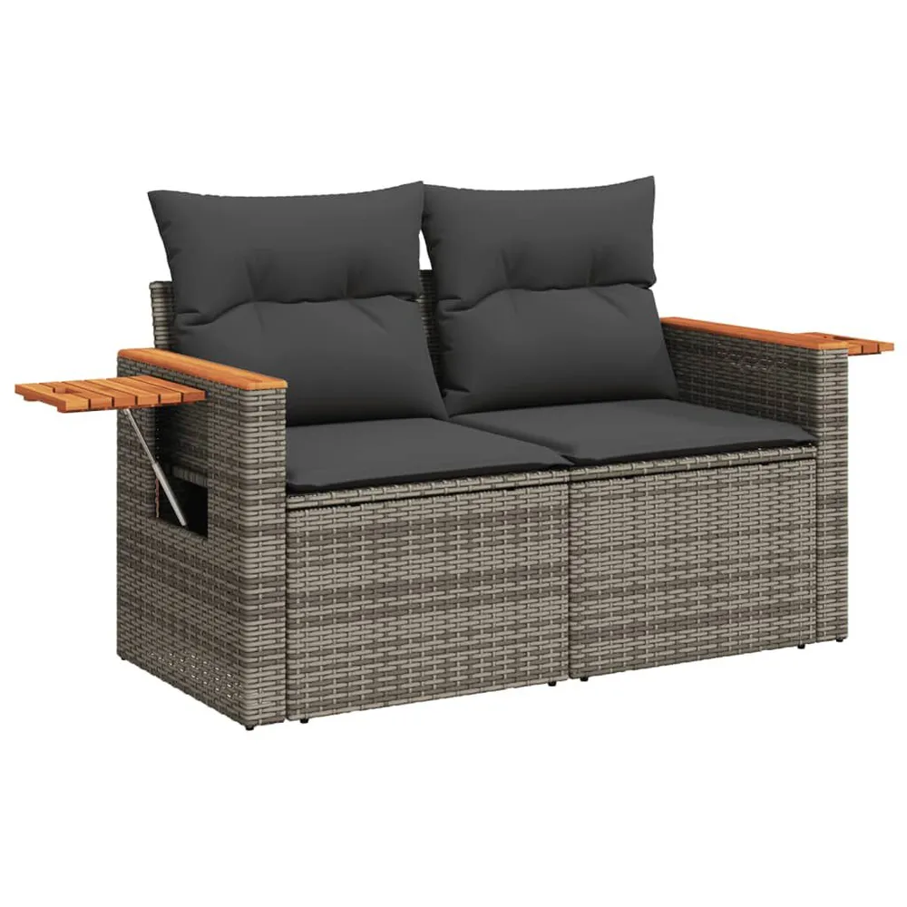 6 pcs conjunto sofás de jardim com almofadões vime cinzento com Fita Autocolante