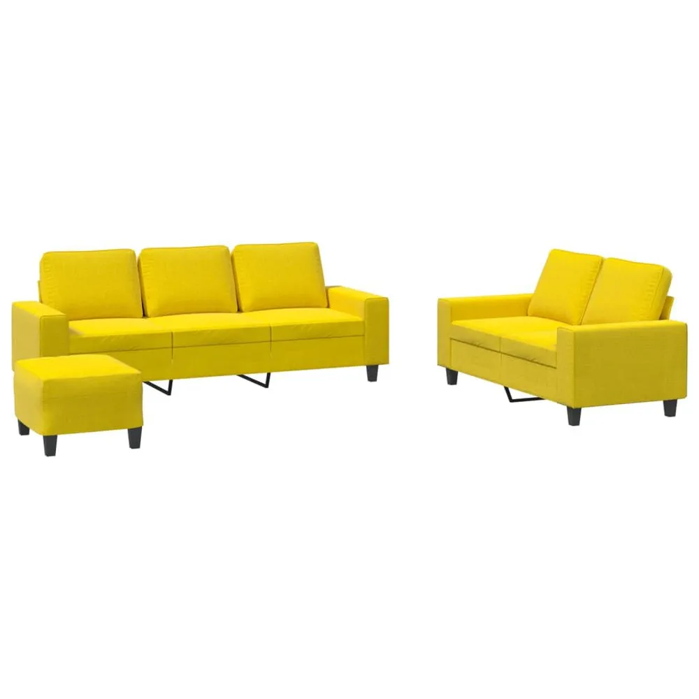 3 pcs conjunto de sofás tecido amarelo-claro com Tecido Resistente