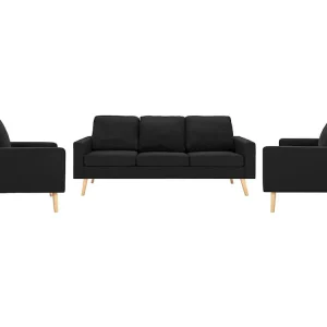 3 pcs conjunto de sofás tecido preto em Madeira Compensada