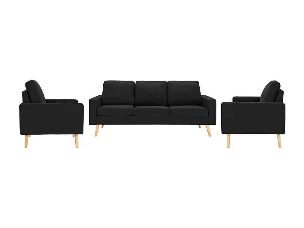 3 pcs conjunto de sofás tecido preto em Madeira Compensada