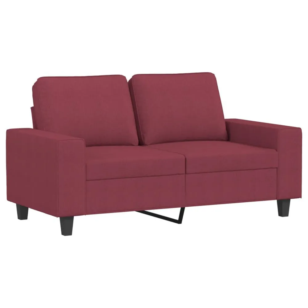 3 pcs conjunto de sofás tecido vermelho-tinto | Fácil Limpeza |
