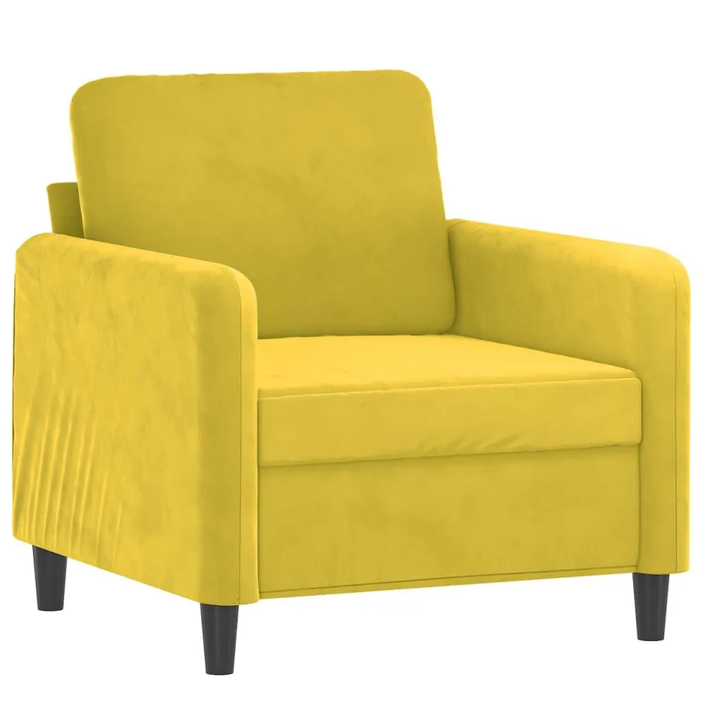 3 pcs conjunto de sofás veludo amarelo com Tecido Resistente