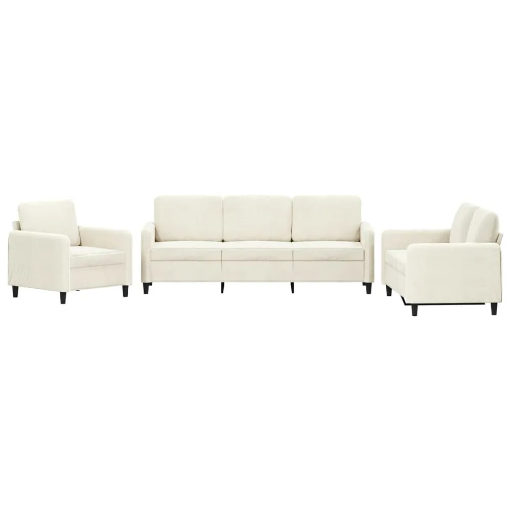 3 pcs conjunto de sofás veludo cor creme com 6 Ganchos Incluídos