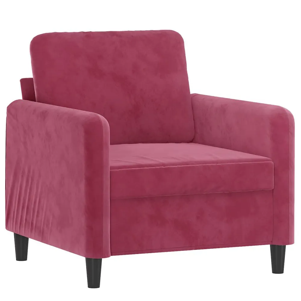 3 pcs conjunto de sofás veludo vermelho-tinto - Compatibilidade Garantida