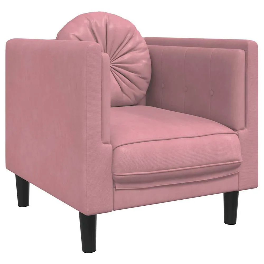 Poltrona com almofadão veludo rosa (Kit Completo)