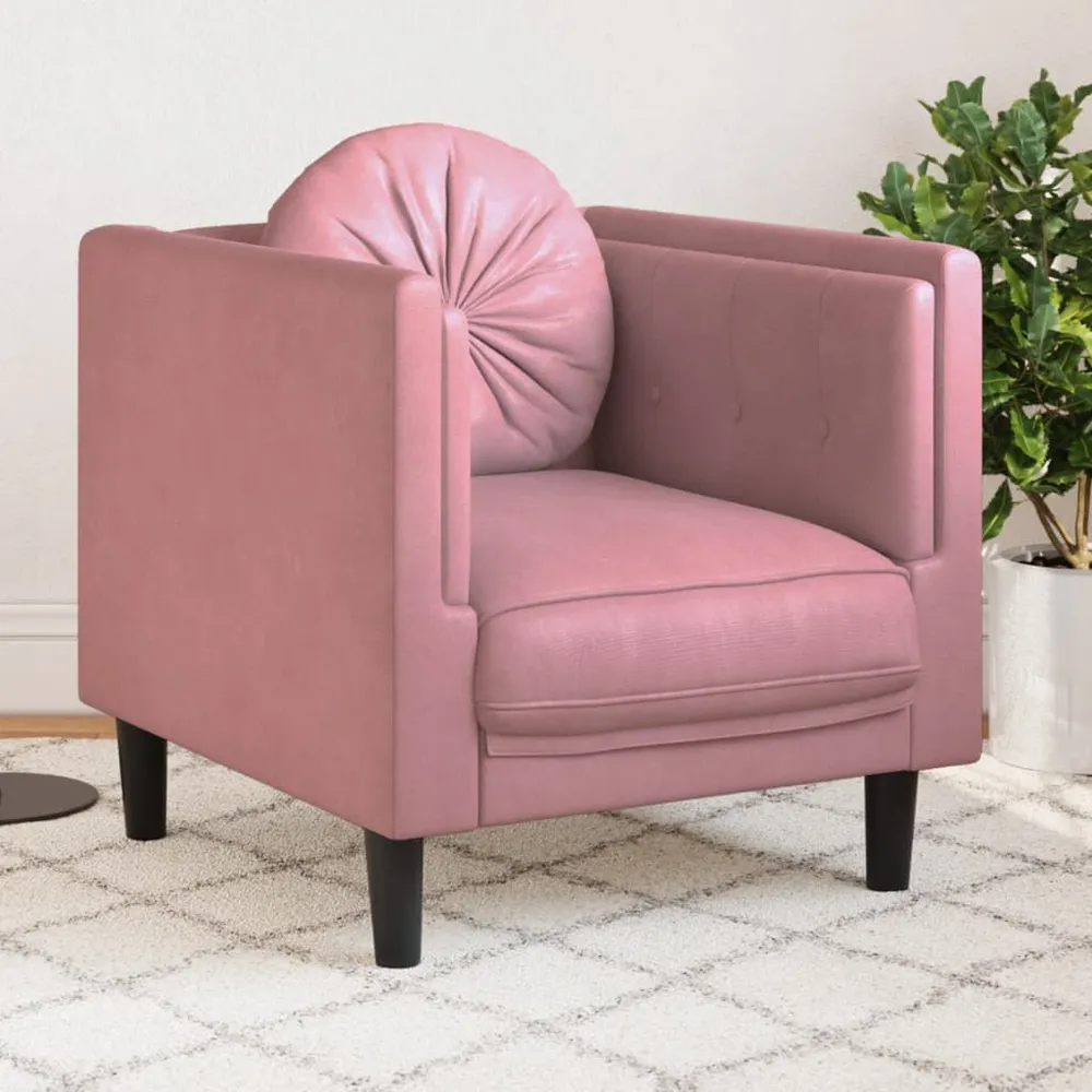 Poltrona com almofadão veludo rosa (Kit Completo)