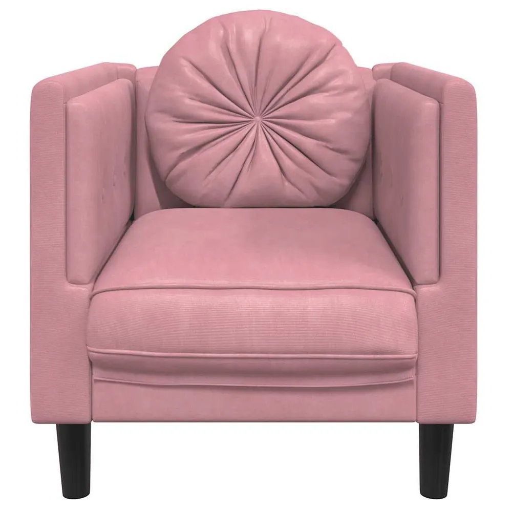 Poltrona com almofadão veludo rosa (Kit Completo)