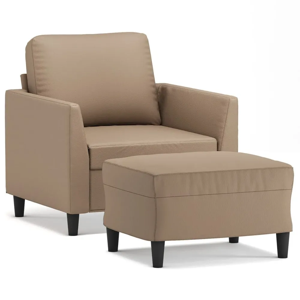 Poltrona com apoio de pés 60 cm couro artificial cappuccino com Dimensões Ajustáveis