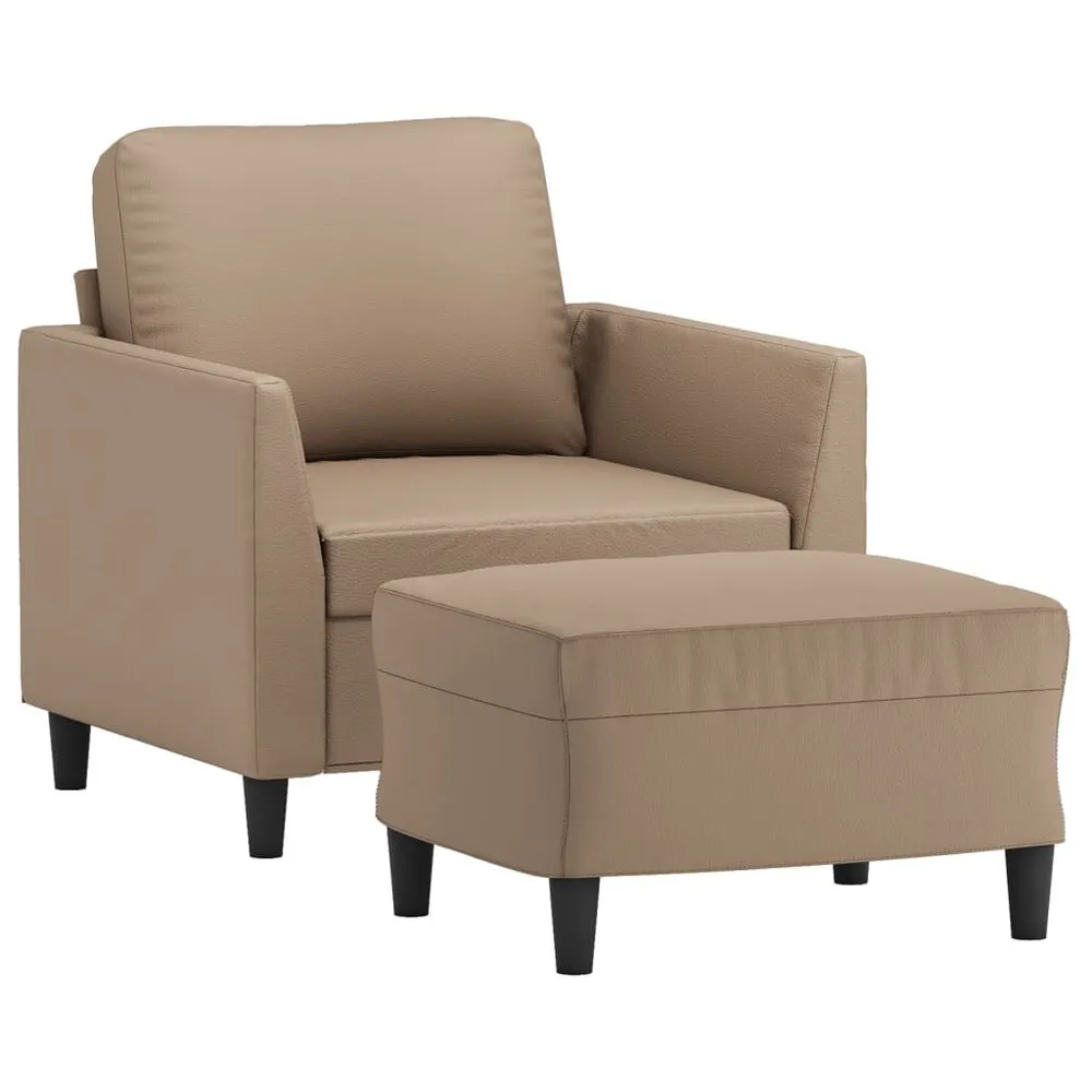 Poltrona com apoio de pés 60 cm couro artificial cappuccino com Dimensões Ajustáveis