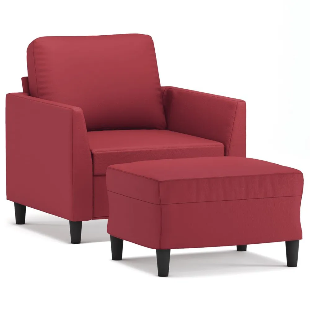 Poltrona com apoio de pés 60 cm couro artificial vermelho tinto - Compatibilidade Garantida