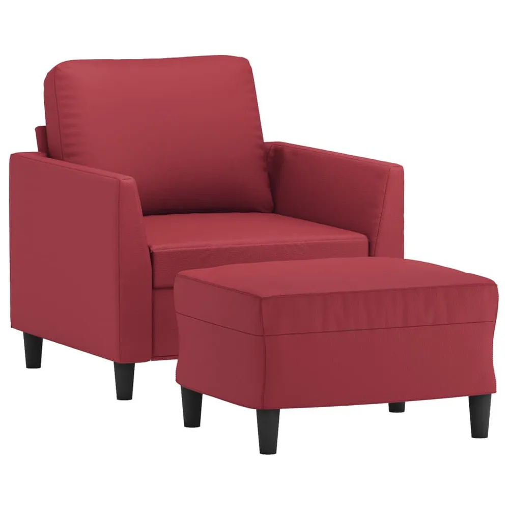 Poltrona com apoio de pés 60 cm couro artificial vermelho tinto - Compatibilidade Garantida