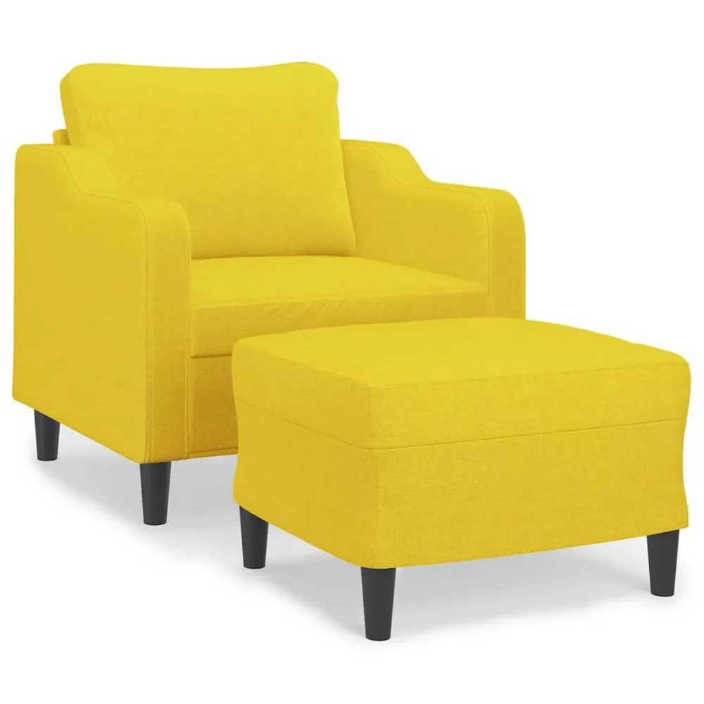 Poltrona com apoio de pés 60 cm tecido amarelo-claro com Fixação Magnética