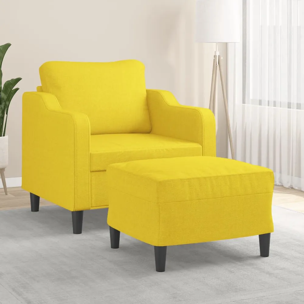 Poltrona com apoio de pés 60 cm tecido amarelo-claro com Fixação Magnética