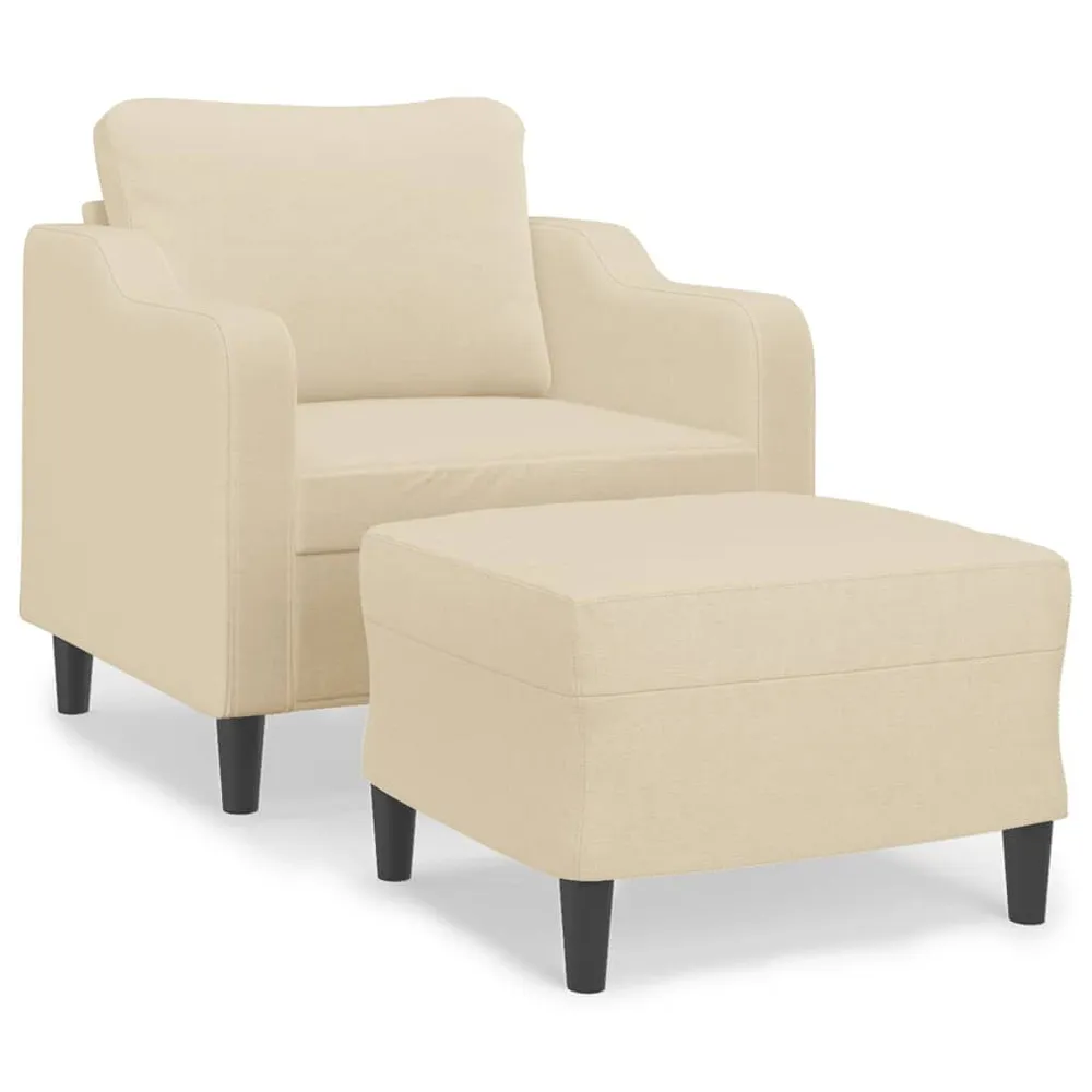 Poltrona com apoio de pés 60 cm tecido cor creme para Interior de Autocaravana