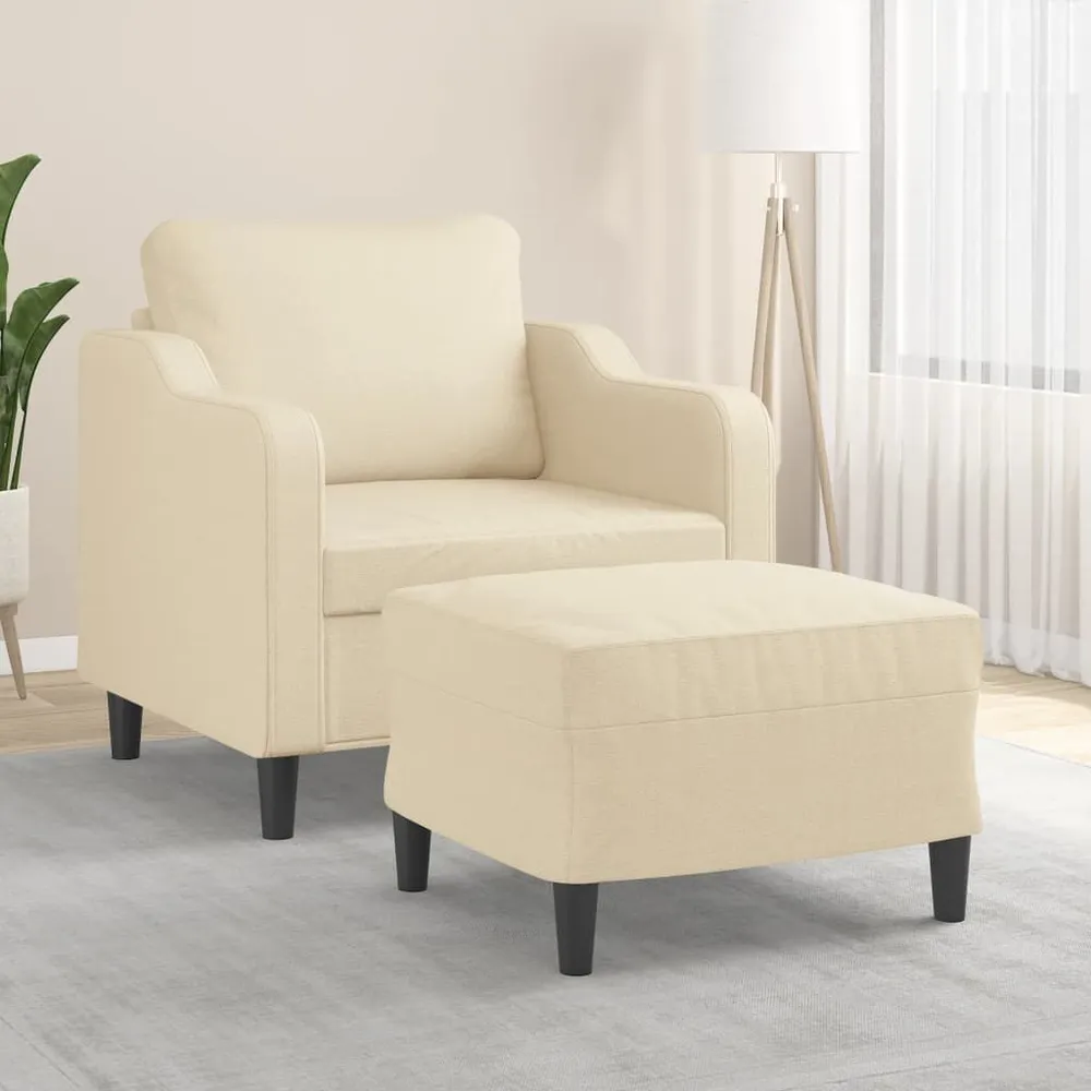 Poltrona com apoio de pés 60 cm tecido cor creme para Interior de Autocaravana