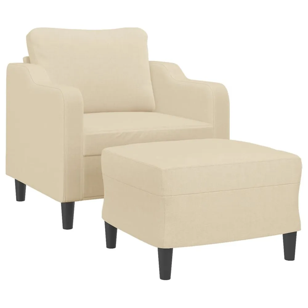 Poltrona com apoio de pés 60 cm tecido cor creme para Interior de Autocaravana