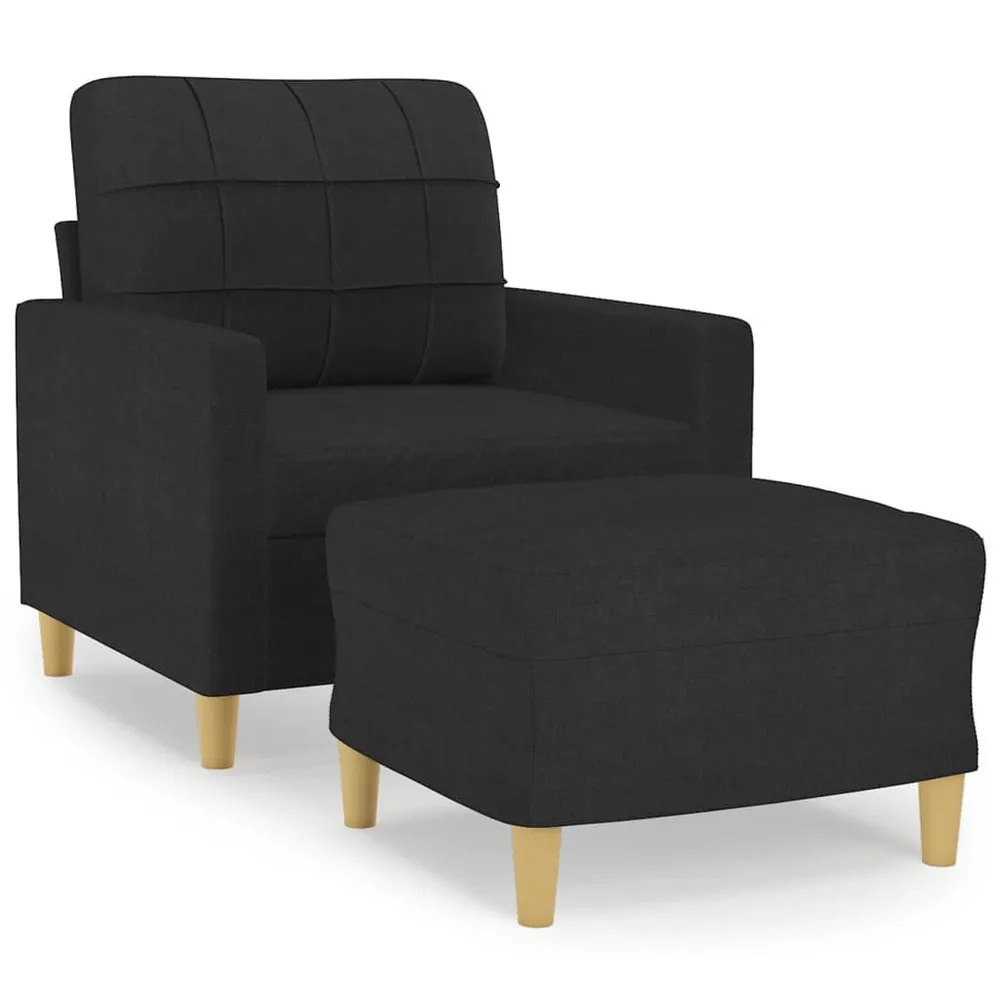 Poltrona com apoio de pés 60 cm tecido preto com Luz LED Integrada